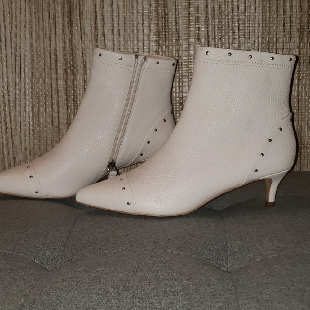 Avec Les Filles white genuine leather ankle boots